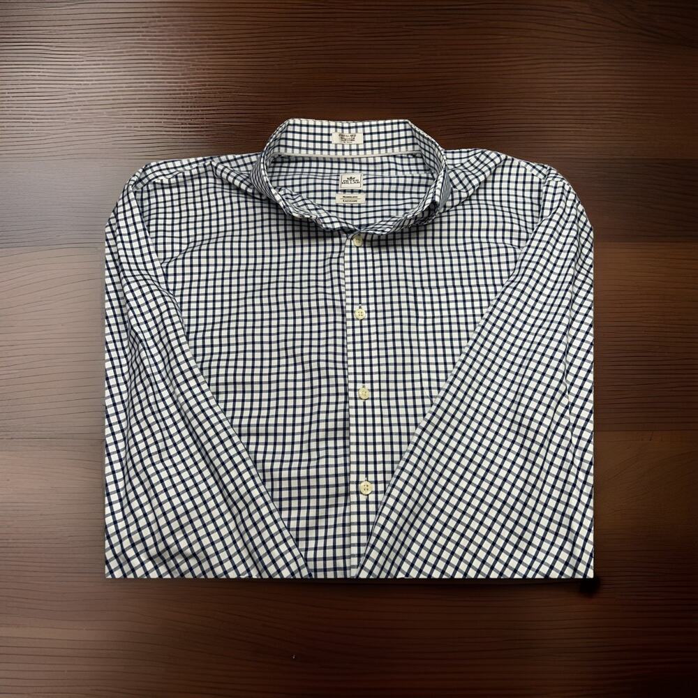 PETER MILLAR NANOLUXE EASYCARE CHECK SHIRT WHITE Darker BLUE MENS XL